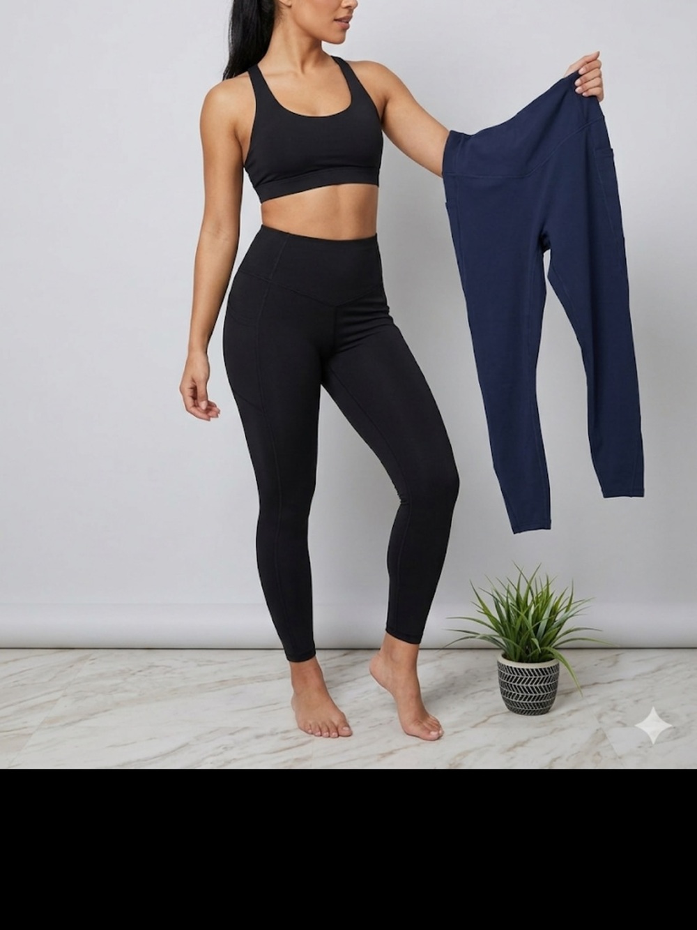 HALARA Black and blue High-Waist Performance Leggings with Navy Pair